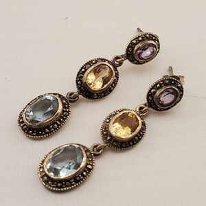 Sterling Multi-gemstone Dangle Earrings